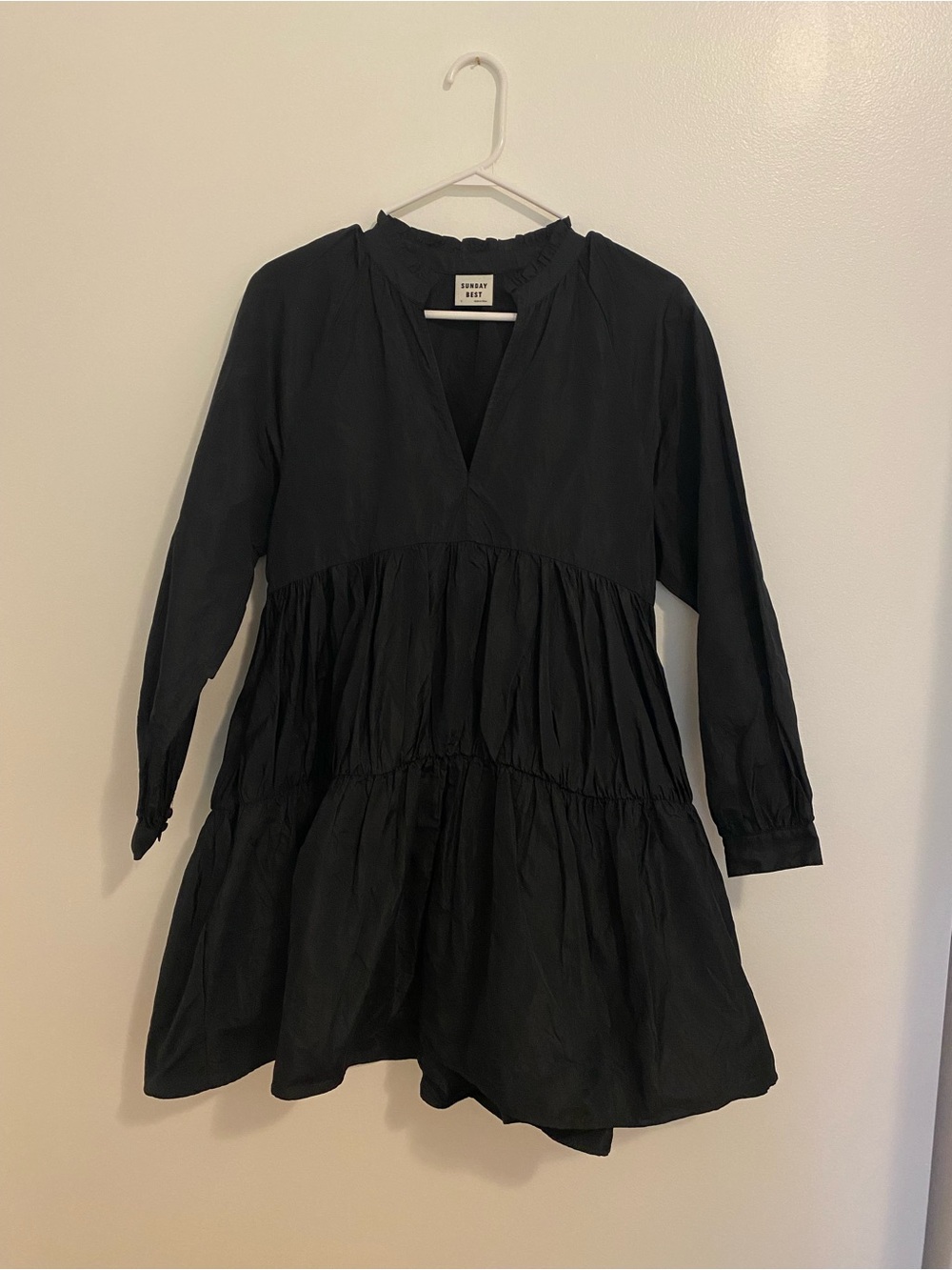 Sunday Best Black Tiered Long-Sleeve Dress